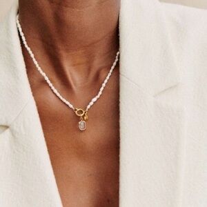 Sezane Irma Pearl Necklace Ecru